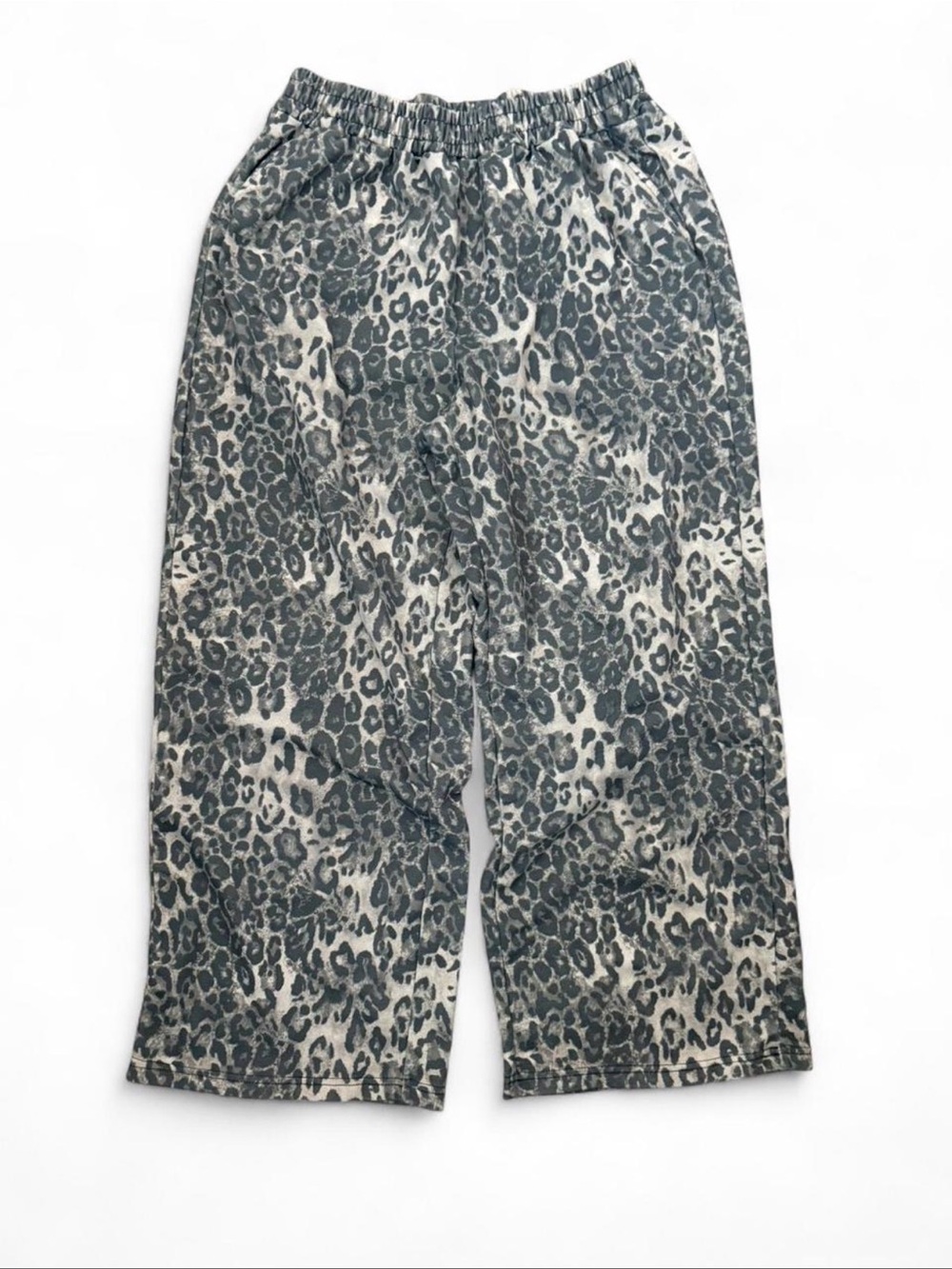 Leopard Print Pull-On Pants - Gray/Cream